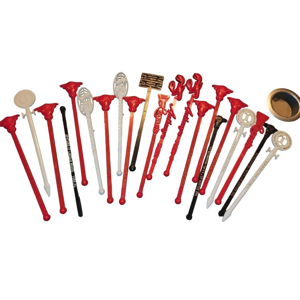 Lot of 21•Madmen Vintage Mid Century Stir Sticks Bar Tiki Vintage Swizzle